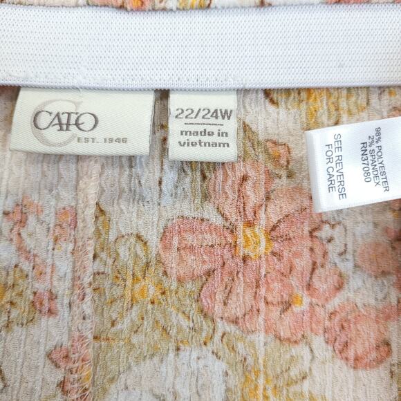 Cato High Low 2 Pcs Dress Ruffle Top Women 22 / 24 Peach Floral Boho Beachy - Picture 9 of 14